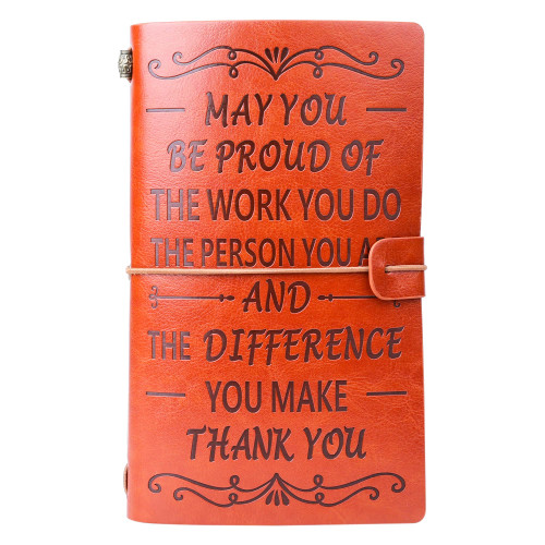 Herisa Thank You Gifts Appreciation Leather Journal Make a Difference Inspirational Notebook Appreciation Gifts for Women Men Employee Volunteer Nurse Teacher