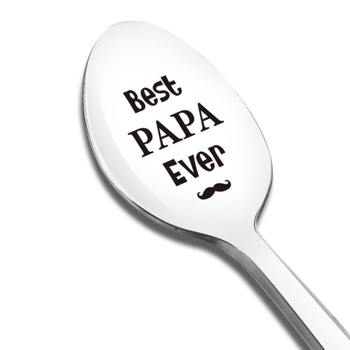 Best Papa Ever Spoon Engraved Funny Gift for Papa Father, Ice Cream Tea Coffee Cereal Lover Spoon Best Papa Thanksgiving Christmas Birthday Gifts