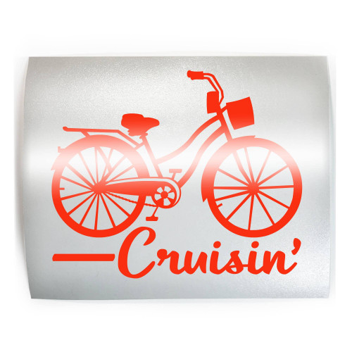 CRUISIN' Cruiser Bike Beach - PICK COLOR & SIZE - Bicycle Vinyl Decal Sticker K