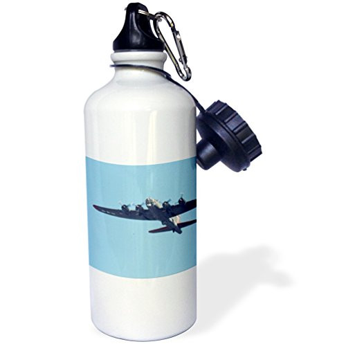 3dRose wb_97120_1"B-17 G Flying Fortress, War plane US50 BFR0041 Bernard Friel" Sports Water Bottle, 21 oz, White