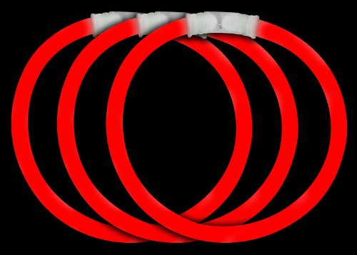 Fun Central P74, Glow Stick Bracelets, Glow in The Dark Party - Red - 50 Pcs - 8 Inches