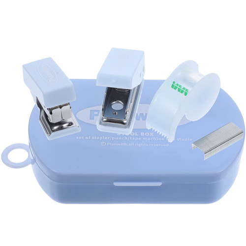 VILLCASE 1 Set Hand Tool Box Tape Cutter Tool Handheld Stapler Staplers for Desk Kids Novelty Stapler Compact Stapler Single Hole Punch Mini Tape Dispenser Student Travel Size Metal Cute
