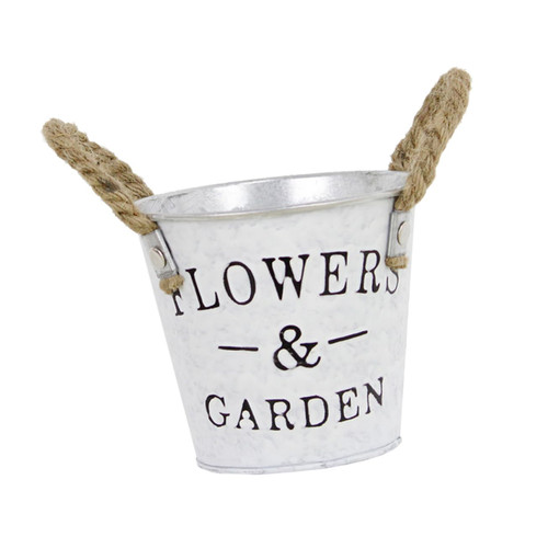 MARMERDO Galvanized tin Planter Flower tin Bucket Galvanized Metal Planter Rope Handle planters Floral vases for centerpieces Iron Flower Barrel Fresh Dried Flower vase jug Vintage