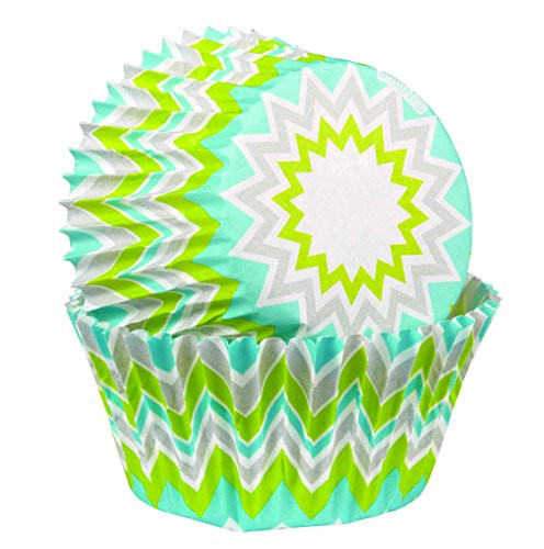 Wilton Standard Baking Cups, Lime Chevron, 75-Pack
