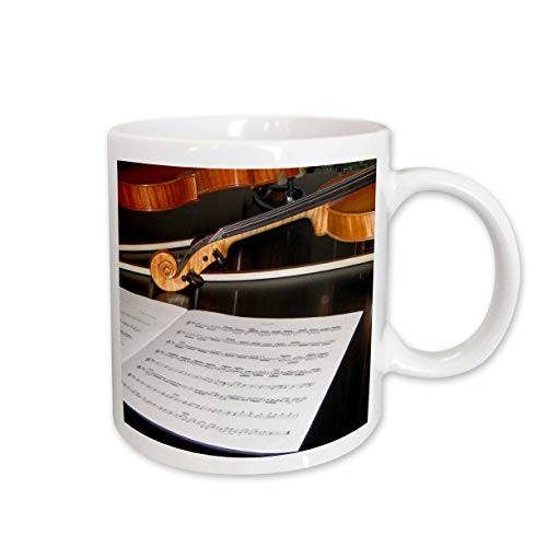 3dRose Notes of Music Violins Photography Ceramic Mug, 11-Ounce