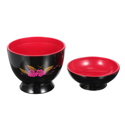 FUOYLOO 1 Pc Threaded Miso Soup Japanese Appetizer Bowl deep soup bowl chinese rice bowl Pho Bowl Miso Soup Bowl with Lid Kitchen Rice Bowl Black and Noodle Bowls plastic vintage cereals