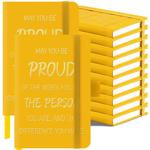 Qeeenar 12 Pcs Thank You Gifts Leather Journals Inspirational Journal Writers Notebook Inspirational Notepads Staff Appreciation Gifts Bulk for Women Men Employee Nurse Volunteer (A6, Yellow)