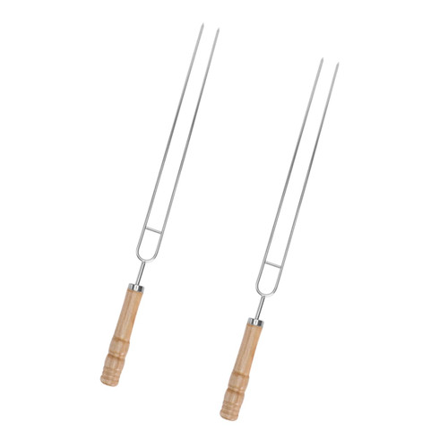 Happyyami 2pcs Stainless Steel Barbecue Fork Reusable Bbq Skewer Hotdog Skewers for Grilling Grill Outdoor Yakitori Skewers Veggie Hot Dogs Camping Bbq Sticks Skewers for Bbq Skewer Forks