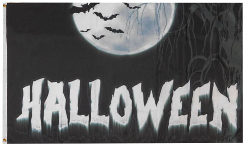 Halloween Blackout Bats Moon Premium Quality Heavy Duty Fade Resistant 3x5 3'x5' 100D Woven Poly Nylon Flag Banner Grommets