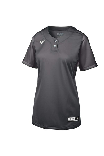 Mizuno Aerolite 2-Button Fastpitch Softball Jersey, Charcoal, Large