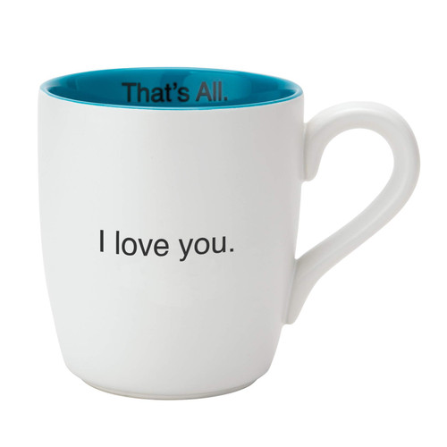 Santa Barbara Design Studio Creative Brands That's All White & Teal Ceramic Coffee Mug, 16-Ounce, I Love You