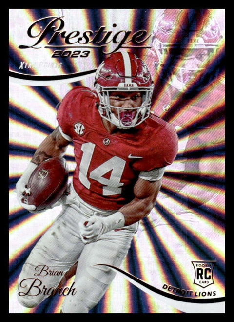 2023 Panini Prestige Xtra Points Sunburst #307 Brian Branch RC Rookie Detroit Lions NFL Football Trading Card