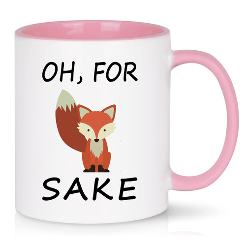Oh, For Fox Sake Mug Funny Coffee Mugs for Women Boss Friend Employee Fox Mug Unique Cute Fox Mugs Christmas Gifts for Movie Lover 11 Ounce Pink 11 Ounce