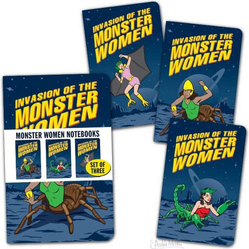 Archie McPhee Monster Women Notebooks, Invasion of The Monster Women