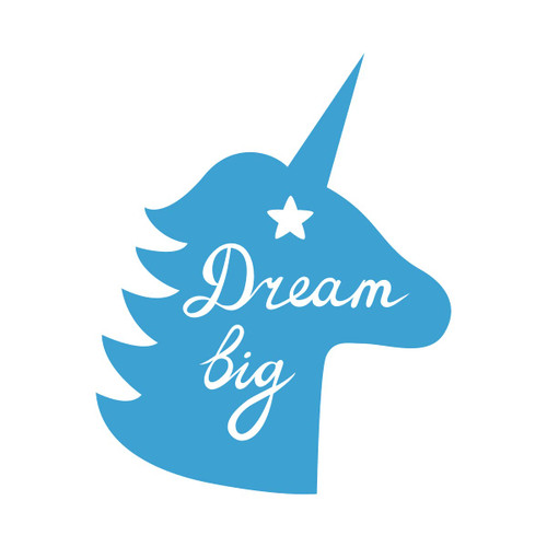 Milk Mug Designs Dream Big Unicorn 8 inch Ice Blue Vinyl Decal