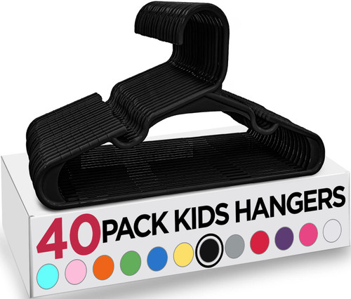 Utopia Home 40 Pack Kids Hangers - 11.5 Inch Plastic Baby Hangers for Closet - Childrens Hangers for Clothes & Infant Hangers for Closet - Ideal for Everyday Standard Use (Black) Utopia Home 40 Pack Kids Hangers - 11.5 Inch Plastic Baby Hangers for Closet - Childrens Hangers for Clothes & Infant Hangers for Closet - Ideal for Everyday Standard Use (Black)