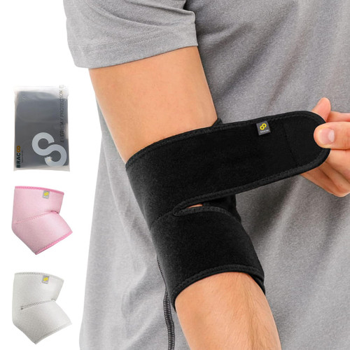 Bracoo Elbow Tendonitis Relief Support Sleeve Brace, Women Men, Neoprene Wrap for Tennis Elbow, Golfer's Elbow, Bursitis, Sprains, Strains, Sports Injury Recovery Joint, Arthritis Pain Relief, ES10