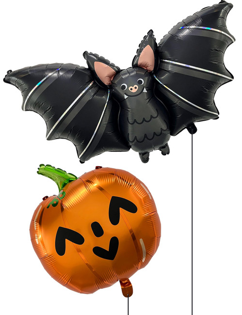 HOUSE OF PARTY Halloween Bat Balloons Pumpkin Balloons Kit, Large 40 Inch Bat Mylar Balloons, Pumpkin Foil Balloon Halloween Pumpkin Decorations, Halloween Balloons for Halloween Party Decorations