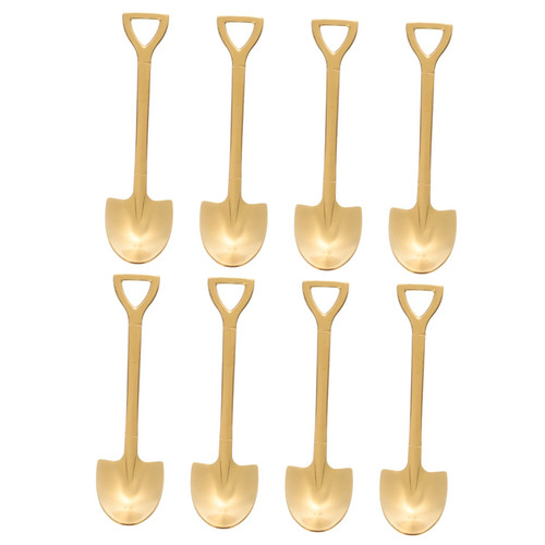 OKUMEYR 8pcs Spade Spoon Sugar Spoon Teaspoon Dinner Spoons Tea Spoons Fruit Spoon Ice Cream Spoons Espresso Spoons Cake Dessert Spoon Shovel Gold Spoons Cute Cake Spoon Stainless Steel