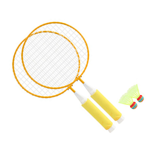 Kids Badminton Racket, Large Mesh Soft Handle Children Badminton Racket Set for Outdoor Exercise (Yellow)