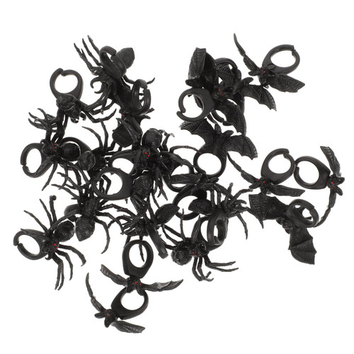 Parliky 24pcs Spider Bat Ring Halloween Creepy Decorations Spooky Ring Halloween Rings for Kids Halloween Spider Rings Scary Ring Halloween Party Ring Gothic Ring Ghost Miss Punk Plastic