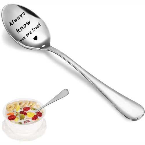 Coffee Spoon Tea Spoon Engraved Stainless Steel Spoon Always Know You are Loved for Daughter Son Friends Family Birthday Gift New Year Gift