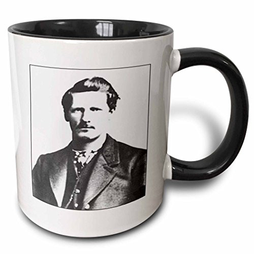 3dRose 98650_4 Vintage Photo Of Wyatt Earp Two Tone Black Mug, 11 oz, White