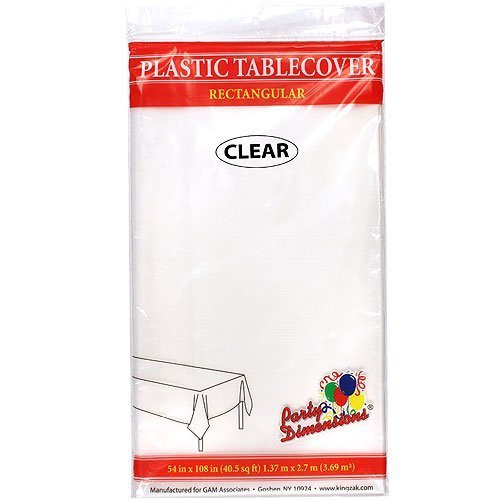 Plastic Party Tablecloths - Disposable, Rectangular Tablecovers - 4 Pack - Clear - By Party Dimensions
