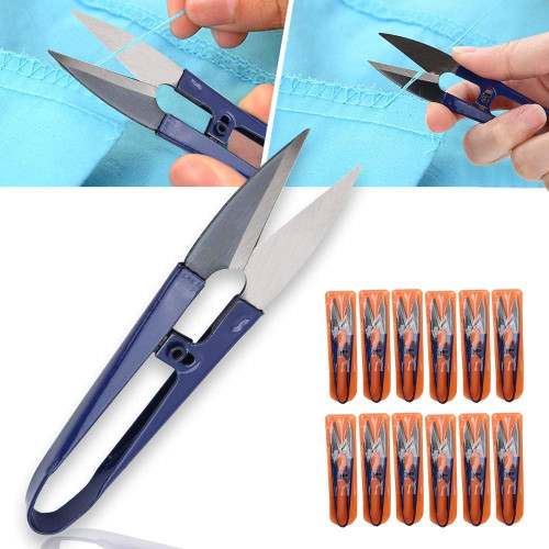 4.1inch Sewing Scissors, 12Pcs Yarn Thread Cutter U Shaped Scissor Spring Yarn Cutter Sewing Embroidery Cutting Tool