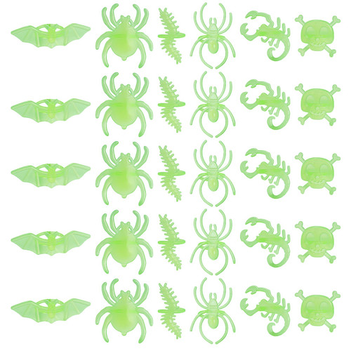96pcs Halloween Spider Rings Glow in The Dark Plastic Spider Ring Halloween Glow Rings Kids Skull Bat Spider Rings Halloween Scorpions Centipedes Costume Rings for Halloween Party Favors Decorations