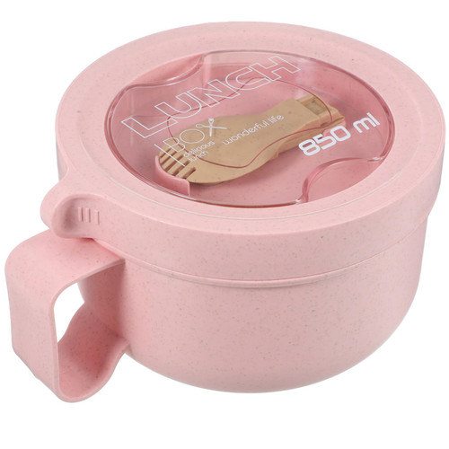 Alipis Instant Noodle Bowls with Lid Ramen Bowl Soup Bowl Cereal Bowl Pasta Bowl with Spoon for Birthday Party Gift Pink 17X14X9.3CM