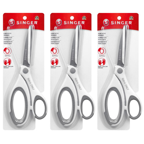 SINGER 8-1/2 Inch Sewing Fabric Scissors with Comfort Grips, Set of 3 SINGER 8-1/2 Inch Sewing Fabric Scissors with Comfort Grips, Set of 3