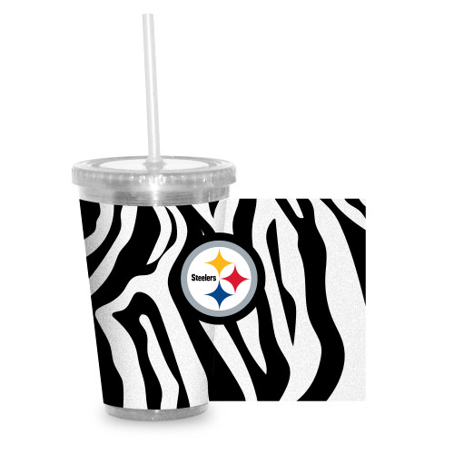 Rico Industries NFL Pittsburgh Steelers Glitter NFL Football Team 16oz Clear Tumbler W/Straw Rico Industries NFL Pittsburgh Steelers Glitter NFL Football Team 16oz Clear Tumbler W/Straw