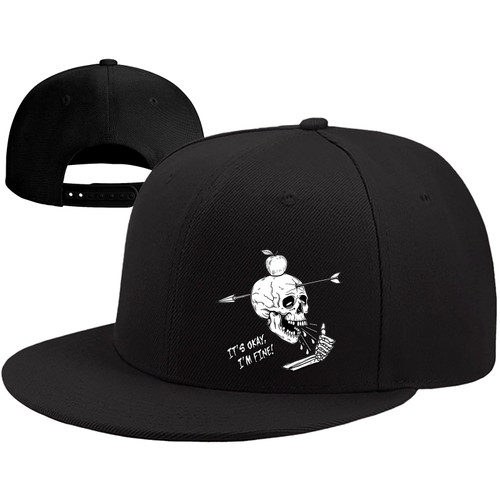 Mens Snapback Hats Flat Bill Brim Hats for Men Skull Fingers Fitted Hat for Men Skeleton Black Baseball Hats for Men Hip Hop Rock Trucker Caps Adjustable Unisex Accessories Gift