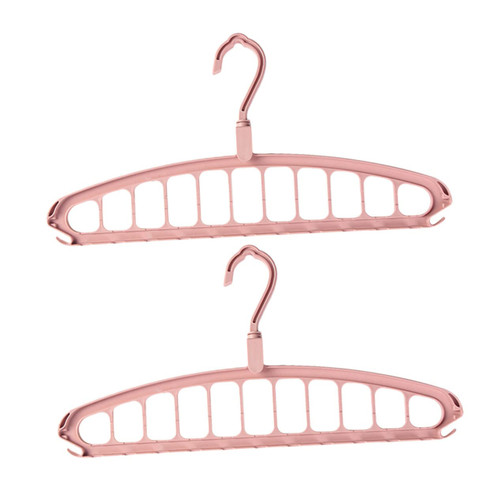 BUGUUYO 2Pcs Folding Hangers hangera Cascading Hangers Wardrobe Cloth Hanger Foldable Hangers Big Clothes Hangers Pink Clothing Rack Anti-Slip Hanger Drying Rack Non-Slip to Rotate