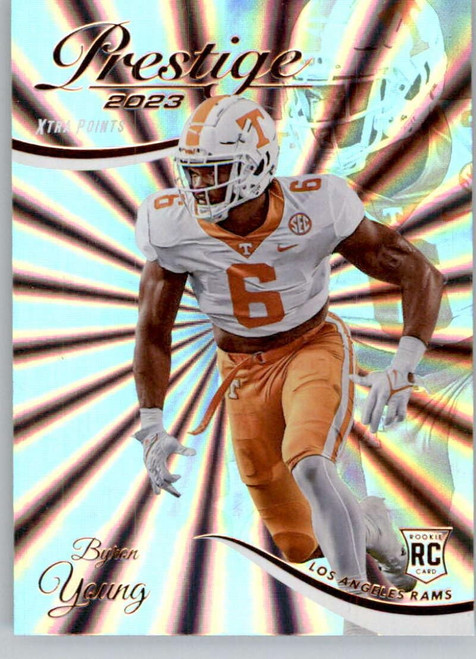 2023 Panini Prestige Xtra Points Sunburst #313 Byron Young (LB) RC Rookie Los Angeles Rams NFL Football Trading Card