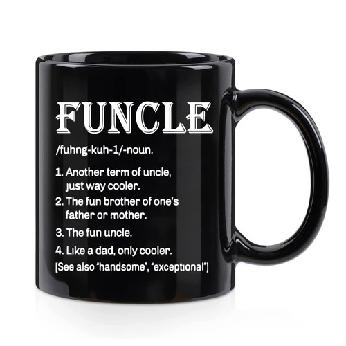 WENSSY Funcle Mug Funny Uncle Mug Funcle Coffee Mug Funcle Like a Dad Mug Birthday Father's Day Gifts for Uncle from Niece and Nephew Funny Coffee Mug for Uncle 11 Ounce Black