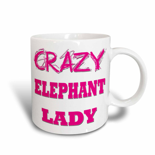 3dRose Crazy Elephant Lady Two Tone Mug, 11 oz, Red