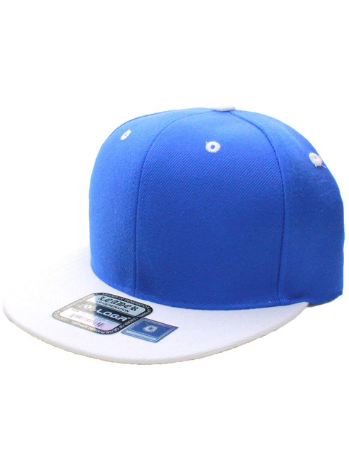 L.O.G.A. Plain Adjustable Snapback Hats Caps Flat Bill Visor - Blue White