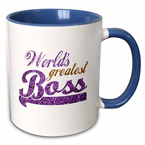 3dRose 151286_6 Worlds Greatest Boss Two Tone Blue Mug, 11 oz,