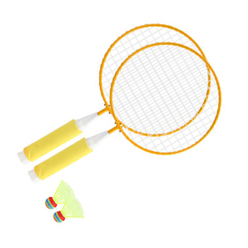 Jopwkuin Badminton Racket, Soft Handle Kids Badminton Racket Set Alloy Frame Large Mesh for Indoor Exercise (Yellow)