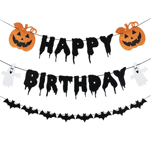 Happy Birthday Halloween Banner and Halloween Bat Garland Banner Pumpkin Ghost Halloween Birthday Banner for Happy Birthday Halloween Decorations Happy Birthday Halloween Banner and Halloween Bat Garland Banner Pumpkin Ghost Halloween Birthday Banner for Happy Birthday Halloween Decorations