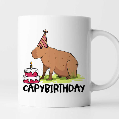 TODOLIA Capybirthday Coffee Mug, Funny Capybara Mug, Cute Capybara Tea Mug, Capybara Lover Mug, Capybara Fan Mug, Ceramic Glossy Mug Gift For Family, Friends, Coworkers - 11 Oz