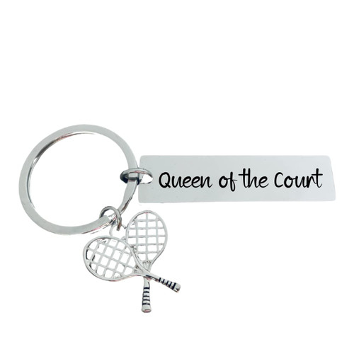 Womens Tennis Gift, Queen of the Court Stainless Steel Keychain, Tennis Themed Accessory, Tennis Jewelry for Women Womens Tennis Gift, Queen of the Court Stainless Steel Keychain, Tennis Themed Accessory, Tennis Jewelry for Women