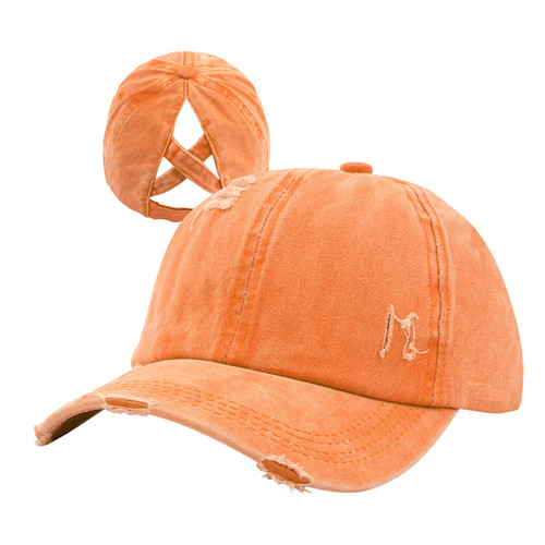 Women Distressed Ponytail Baseball Caps Adjustable Criss Cross Ponytail Hats High Messy Bun Ponycap Trucker Hat Orange Women Distressed Ponytail Baseball Caps Adjustable Criss Cross Ponytail Hats High Messy Bun Ponycap Trucker Hat Orange