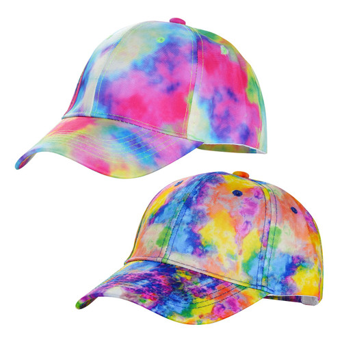 Rbenxia 2 Pieces of Adjustable Tie Dye Baseball Caps Dad Hat Low Profile Golf Cap Summer UV Protection Sun Hat for Women and Men