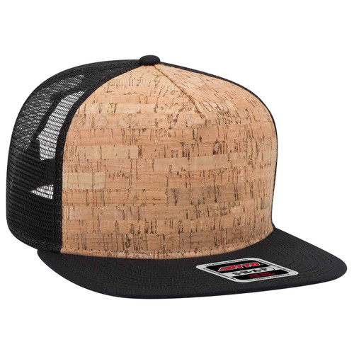 OTTO SNAP 5 Panel Mid Profile Mesh Back Trucker Snapback Hat Cork Flat Bill