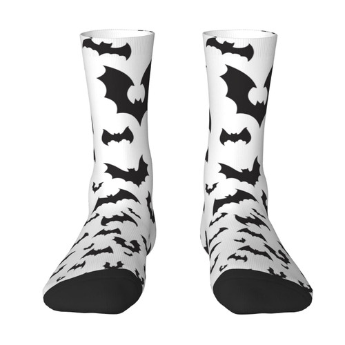 ZAZYXTJ Halloween Bat Middle Calf Socks Crew Athletic Socks Novelty Cozy Casual Socks for Womens Mens