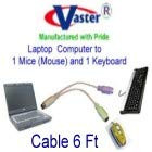 VASTER Notebook PS/2 Keyboard, Mouse Splitter Cable, 6 Ft