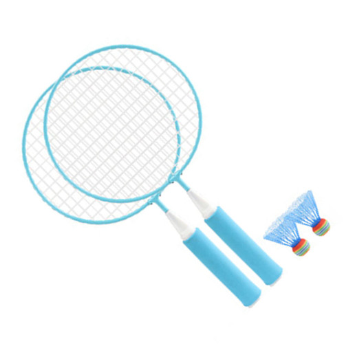 Childrens Badminton Racket Set Large Mesh Drop Resistant Anti-Deformation Badminton Racket for Outdoor Exercise (Blue)